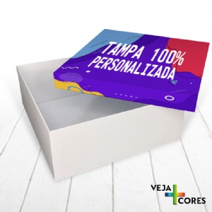 Caixa R�gida Tampa e Fundo. Revestimento Tampa 100% personalizado - 25x25x10cm