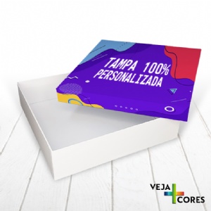 Caixa R�gida Tampa e Fundo. Revestimento Tampa 100% personalizado - 25x25x6cm