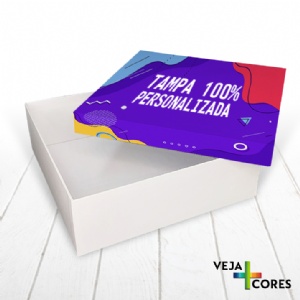 Caixa R�gida Tampa e Fundo. Revestimento Tampa 100% personalizado - 25x25x8cm