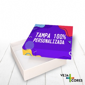 Caixa R�gida Tampa e Fundo. Revestimento Tampa 100% personalizado - 15x15x4cm