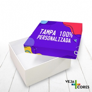 Caixa R�gida Tampa e Fundo. Revestimento Tampa 100% personalizado - 15x15x6cm