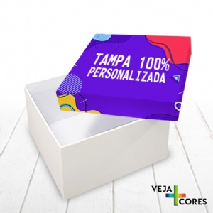 Caixa R�gida Tampa e Fundo. Revestimento Tampa 100% personalizado - 15x15x8cm