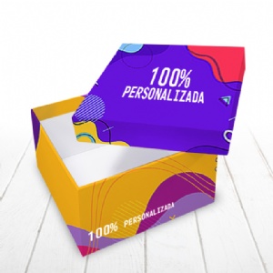 Caixa R�gida Tampa e Fundo. Revestimento externo 100% personalizado - 15x15x8cm