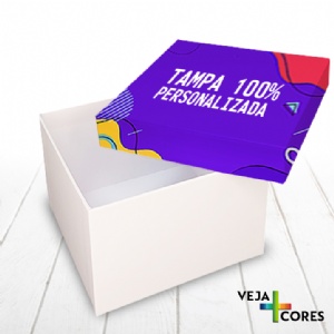 Caixa R�gida Tampa e Fundo. Revestimento Tampa 100% personalizado - 15x15x10cm
