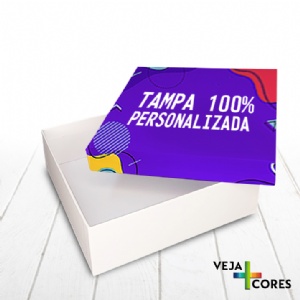 Caixa R�gida Tampa e Fundo. Revestimento Tampa 100% personalizado - 20x20x6cm