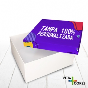 Caixa R�gida Tampa e Fundo. Revestimento Tampa 100% personalizado - 20x20x8cm