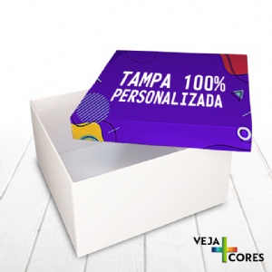 Caixa R�gida Tampa e Fundo. Revestimento Tampa 100% personalizado - 20x20x10cm