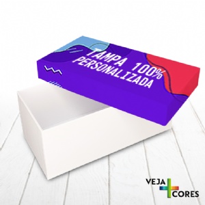 Caixa R�gida Tampa e Fundo. Revestimento Tampa 100% personalizado - 20x10x8cm