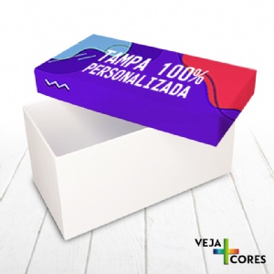 Caixa R�gida Tampa e Fundo. Revestimento Tampa 100% personalizado - 20x10x10cm
