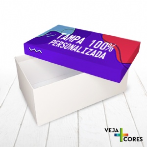 Caixa R�gida Tampa e Fundo. Revestimento Tampa 100% personalizado - 25x15x10cm