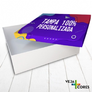 Caixa R�gida Tampa e Fundo. Revestimento Tampa 100% personalizado - 35x35x10cm